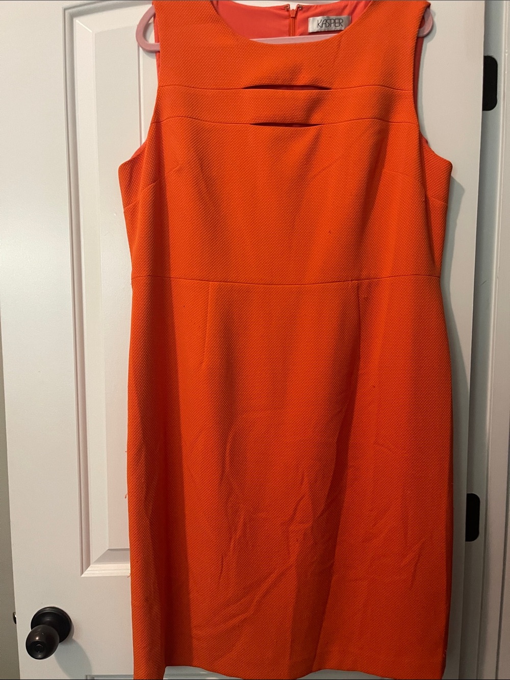 Kasper Bright Orange Sleeveless Sheath Dress